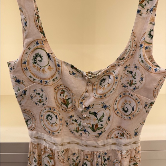 Agua Bendita Floral Cream Sleeveless Dress - Picture 4 of 11